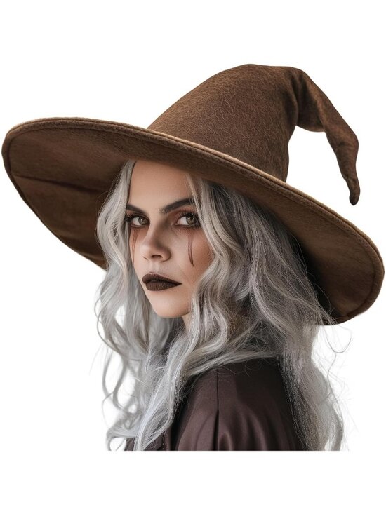 Accessories - Halloween Brown Wizard Witch Hat Novelty Cosplay Accessories For Christmas Party